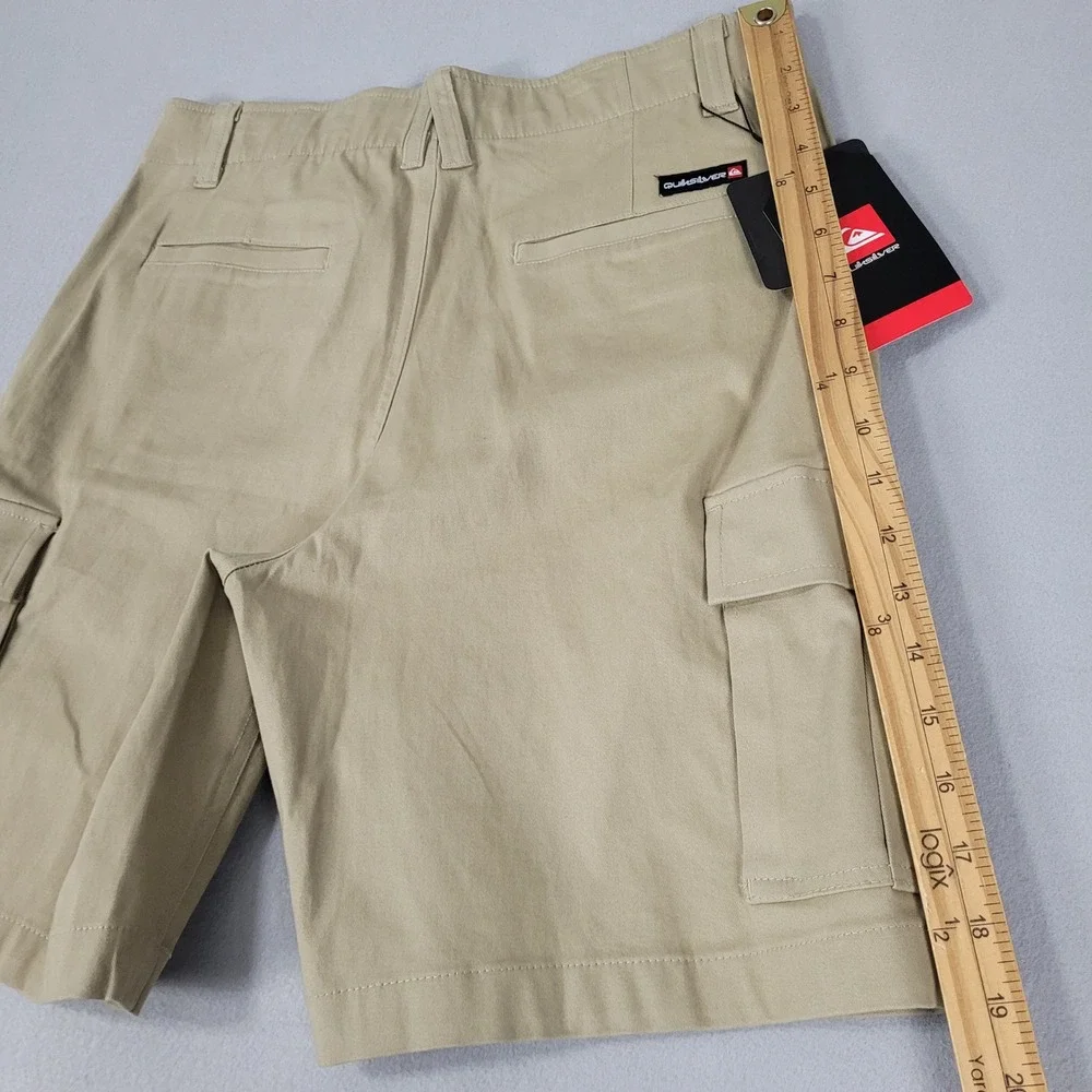 Quiksilver‎ Cargo Shorts Mens Size 30 Beige Khaki Twill Snap Buttons 8.5